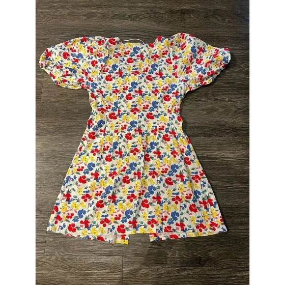 RIXO‎ x Target Dress White Floral Babydoll Linen Short Sleeve Button-Up A-Line - Picture 5 of 6